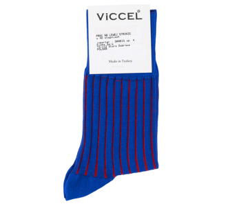 VICCEL / CELCHUK Socks Shadow Stripe Royal Blue / Red - Niebieskie skarpety z czerwonymi wydzieleniami