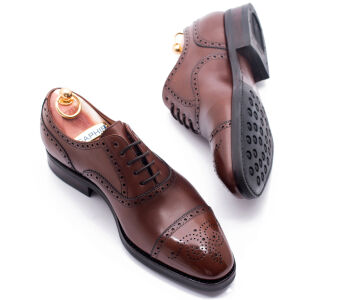 YANKO Half Brogues 435Y F Brown - brązowe brogsy męskie