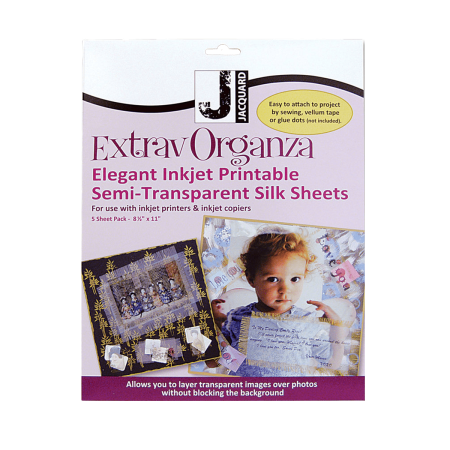 Zestaw arkuszy tkaniny przezroczystej do bezpośredniego druku w drukarkach i kopiarkach atramentowych.