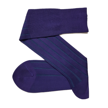fioletowe ekskluzywne podkolanówki bawełniane męskie viccel knee socks shadow stripe purple petrolium