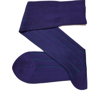 VICCEL / CELCHUK Knee Socks Shadow Stripe Purple / Petrolium - Cienkie podkolanówki męskie