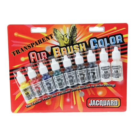 JACQUARD Transparent Airbrush Color Exciter Pack 9x 0.5oz / Transparentne farby akrylowe do malowania aerografem