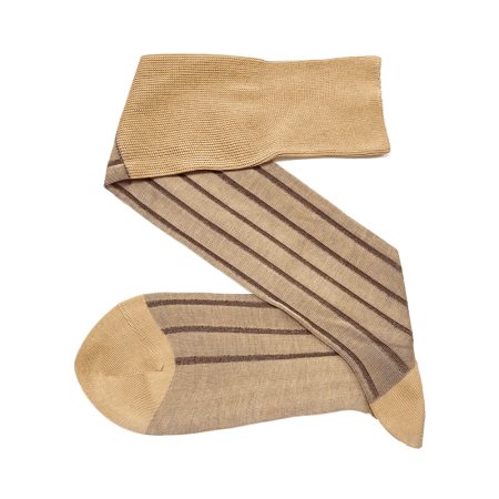 beżowe ekskluzywne podkolanówki bawełniane męskie viccel knee socks shadow stripe beige brown