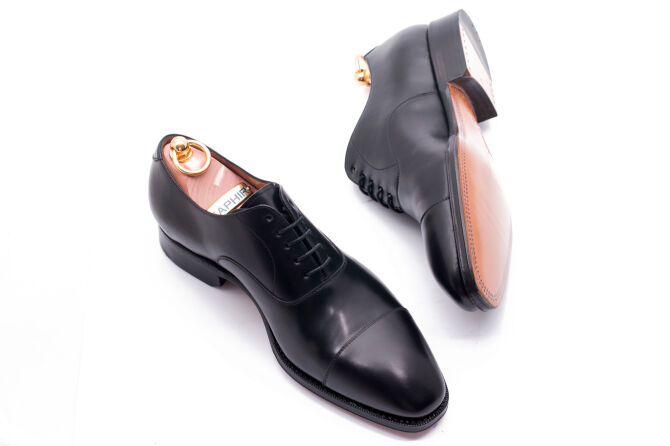 YANKO Oxford Cap Toe 272 F Black - czarne wiedenki męskie