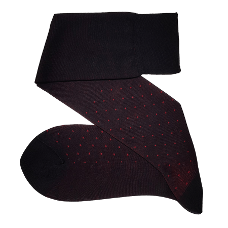 czarne w czerwone kropki ekskluzywne podkolanówki bawełniane męskie viccel knee socks pin dots black red