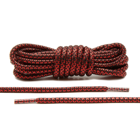 LACE LAB Rope Laces 5mm Metallic Red / Black - Metaliczne czerwono czarne okrągłe sznurowadła do butów