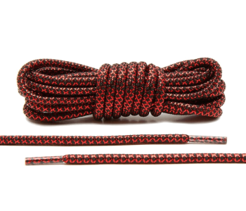 LACE LAB Rope Laces 5mm Metallic Red / Black - Metaliczne czerwono czarne okrągłe sznurowadła do butów