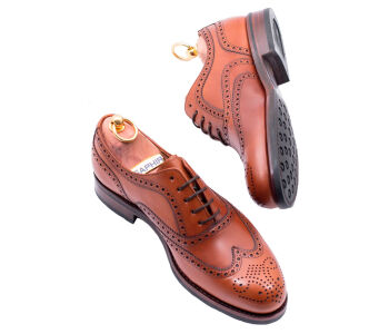 YANKO Full Brogues Wing Tip 664Y G Light Brown - jasno brązowe brogsy męskie