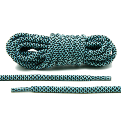 LACE LAB Rope Laces 5mm Mint / Black - Miętowo czarne okrągłe sznurowadła do butów