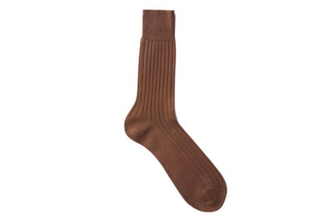VICCEL Socks Solid Brown Cotton