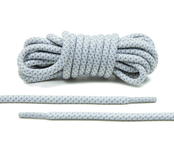 LACE LAB Rope Laces 5mm Grey / White - Szaro białe okrągłe sznurowadła do butów