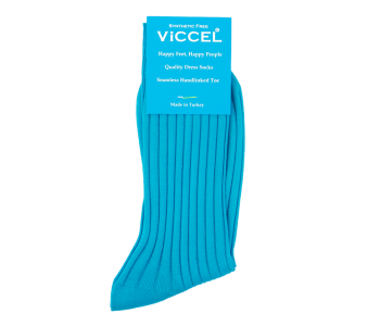 VICCEL Socks Solid Turquoise Cotton