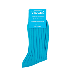 VICCEL / CELCHUK Socks Solid Turquoise Cotton - Turkusowe skarpetki