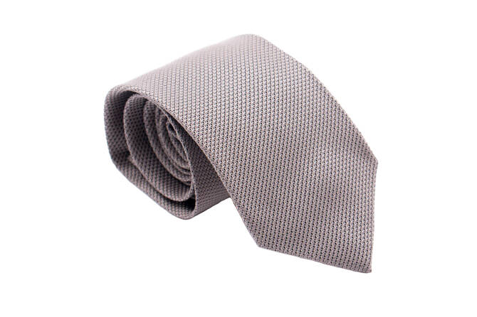 PATINE Tie Grenadine Fina Gris Pierre 96 HAND MADE - Luksusowy krawat z jasno szarej grenadyny
