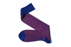 VICCEL / CELCHUK Knee Socks Birdseye Royal Blue / Red - Niebieskie podkolanówki z czerwonymi prześwitami