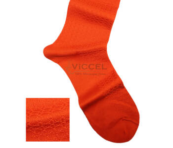 VICCEL / CELCHUK Socks Star Textured Orange - Pomarańczowe luksusowe skarpety z teksturą