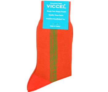 VICCEL / CELCHUK Socks Geometric Orange / Pistachio - Pomarańczowo pistacjowe skarpety męskie