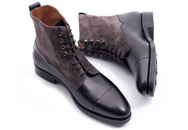 PATINE Boots 77008 G Black Grey - czarno szare trzewiki męskie