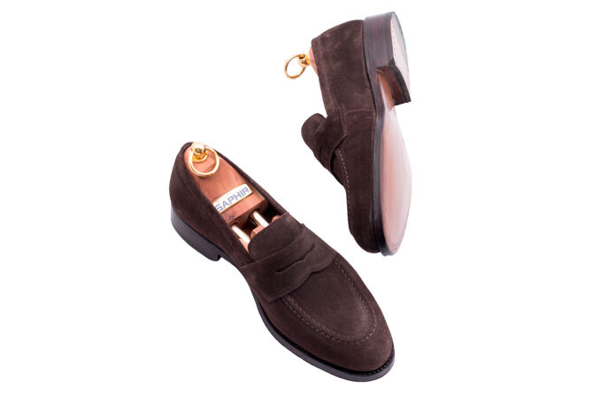 YANKO Penny Loafers 506 G Suede Brown - brązowe zamszowe loafersy męskie