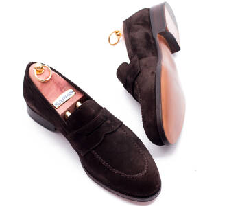 TLB MALLORCA Penny Loafers MARTIN 545 F Suede Brown - brązowe loafersy męskie