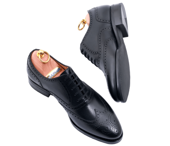 TLB MALLORCA ARTISTA Full Brogues 211C F Hatch Grain Black - brogsy męskie czarne