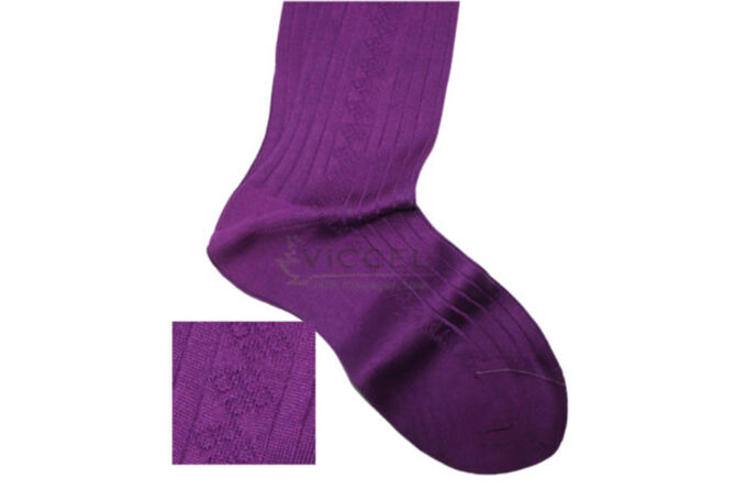 VICCEL / CELCHUK Knee Socks Diamond Textured Purple - Purpurowe luksusowe podkolanówki z diamentową teksturą