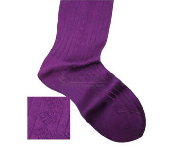 VICCEL / CELCHUK Knee Socks Diamond Textured Purple - Purpurowe luksusowe podkolanówki z diamentową teksturą