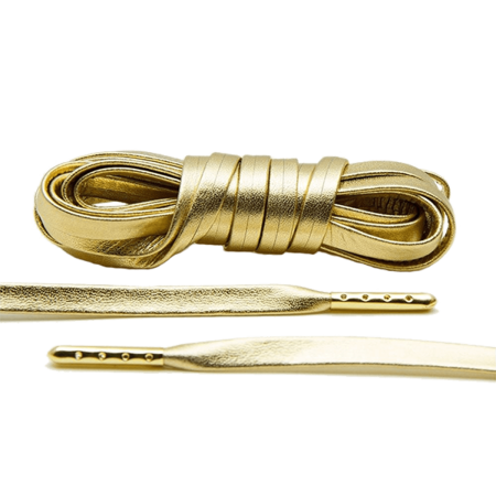 LACE LAB Luxury Leather Laces 6mm Gold & Gold Plated - Złote sznurowadła skórzane ze złotymi końcówkami