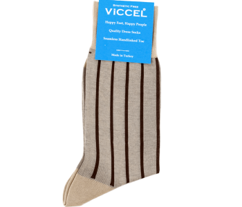 VICCEL / CELCHUK Socks Shadow Stripe Beige / Brown - Cienkie skarpety męskie