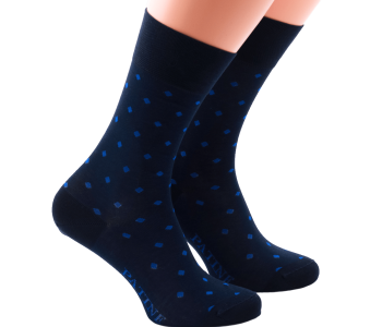 PATINE Socks Dots Navy Blue / Royal Blue - Granatowo niebieskie luksusowe skarpety męskie