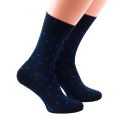 PATINE Socks Dots Navy Blue / Royal Blue - Granatowo niebieskie luksusowe skarpety męskie