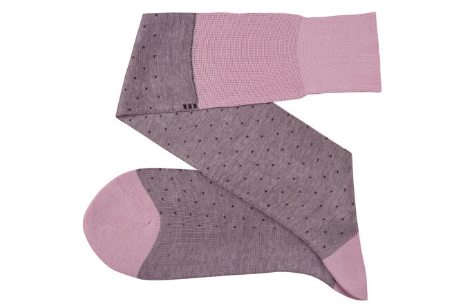 VICCEL / CELCHUK Knee Socks Pin Dots Pink / Burgundy - Różowe podkolanówki w burgundowe kropki