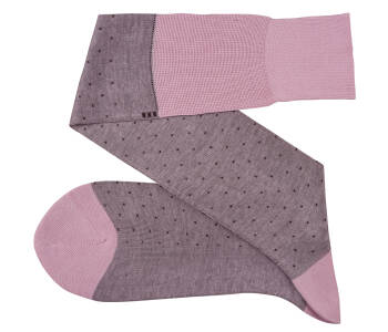 VICCEL / CELCHUK Knee Socks Pin Dots Pink / Burgundy - Różowe podkolanówki w burgundowe kropki