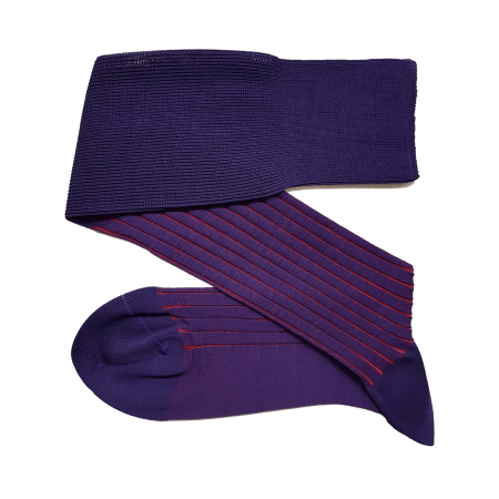 fioletowe bawełniane podkolanówki męskie viccel knee socks shadow stripe purple red