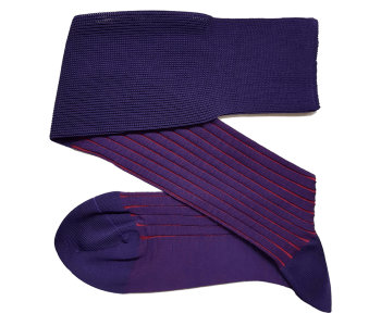VICCEL / CELCHUK Knee Socks Shadow Stripe Purple / Red - Purpurowe podkolanówki z czerwonymi wydzieleniami