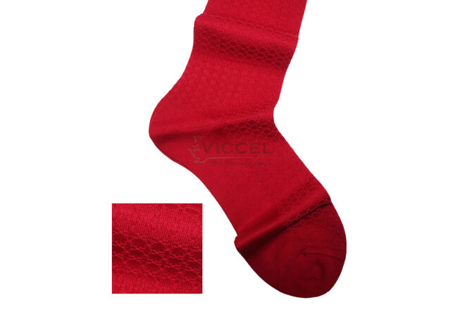 VICCEL / CELCHUK Socks Star Textured Scarlet Red - Czerwone luksusowe skarpety z teksturą 