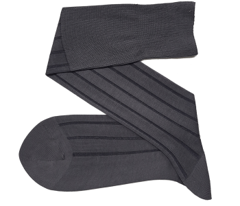VICCEL / CELCHUK Knee Socks Shadow Stripe Gray / Black - Cienkie podkolanówki męskie