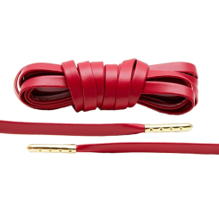 LACE LAB Luxury Leather Laces 6mm Red & Gold Plated - Czerwone skórzane sznurowadła ze złotymi końcówkami