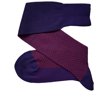 VICCEL / CELCHUK Knee Socks Fish Net Purple Red - Purpurowe podkolanówki z czerwoną teksturą 