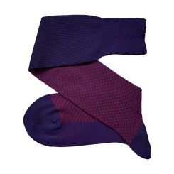 VICCEL / CELCHUK Knee Socks Fish Net Purple Red - Purpurowe podkolanówki z czerwoną teksturą 