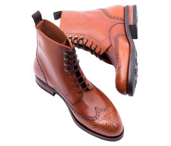 PATINE Boots Brogue 77035VH F Light Brown - jasno brązowe trzewiki męskie