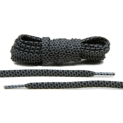 LACE LAB Reflective FLAT 1.0 Laces 7mm Black - Płaskie czarne sznurówki do butów