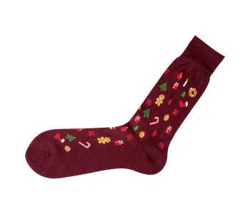 VICCEL / CELCHUK Socks Christmas Burgundy - Bordowe luksusowe skarpety świateczne