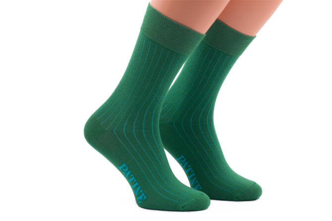 PATINE Socks PASH36 Green / Blue - Skarpety typu SHADOW zielone z niebieskimi wydzieleniami