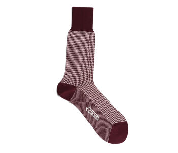 VICCEL / CELCHUK Socks Houndstooth Burgundy / White - Burgundowe skarpety męskie z białymi wzorami