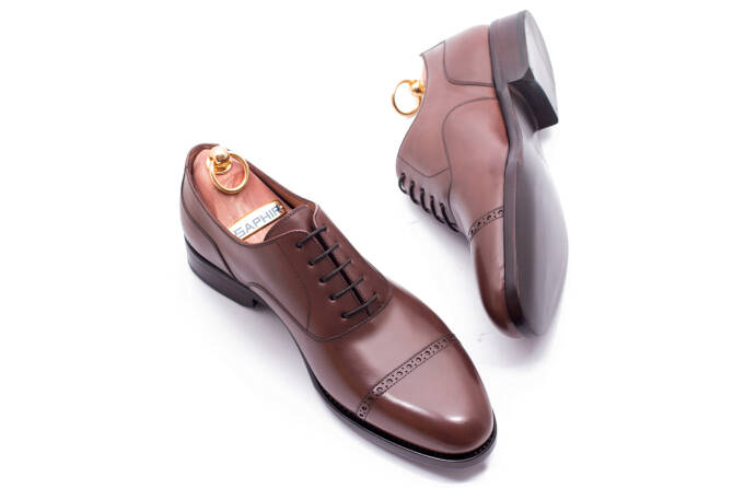 Brązowe buty eleganckie męskie klasyczne typu oxford. Stylowe buty dla gentlemana, biznesowe, ślubne.