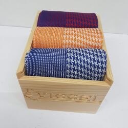 skarpety męskie w kratkę viccel houndstooth socks blue white