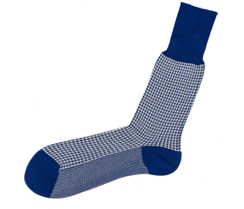 VICCEL / CELCHUK Socks Houndstooth Blue / White - Luksusowe niebieskie skarpety z białymi akcentami