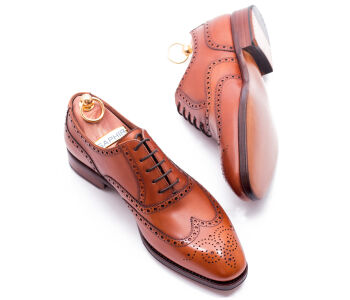 TLB MALLORCA Full Brogues Wing Tip MORRISON 527 F Light Brown - jasno brązowe brogsy męskie