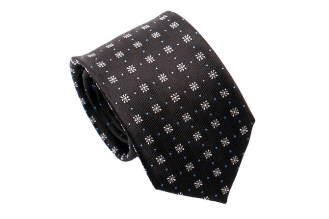 PATINE Tie 20 FLORAL 3 Noir HAND FINISHED - Jedwabny krawat